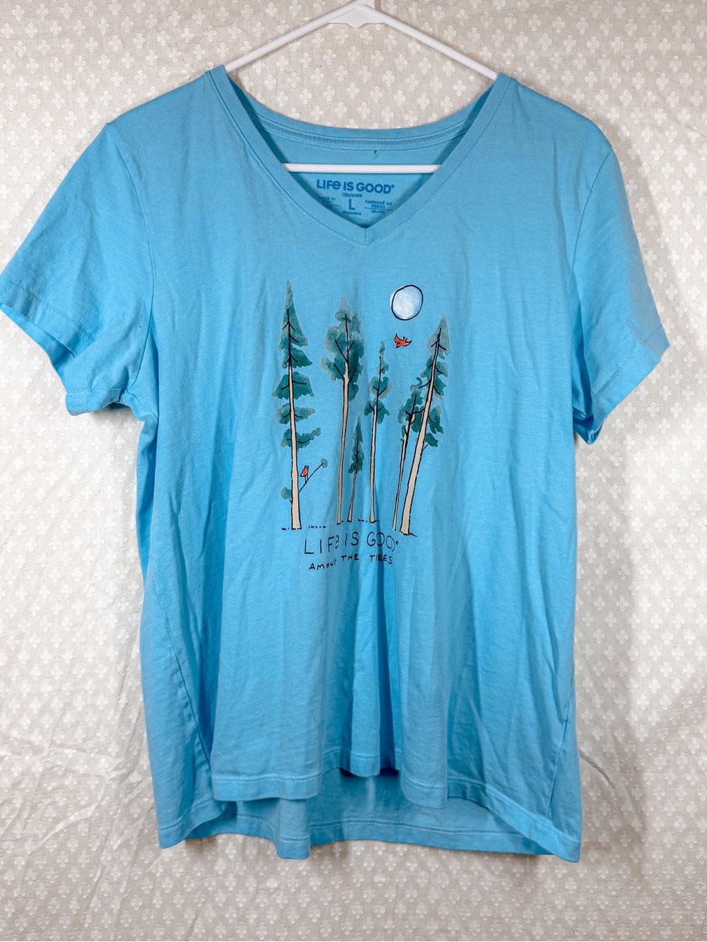 Life is Good Blue Tree Graphic Print Crusher Tee